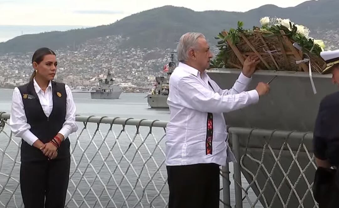 AMLO conmemora el Día de la Armada de México en Acapulco. Foto: Captura