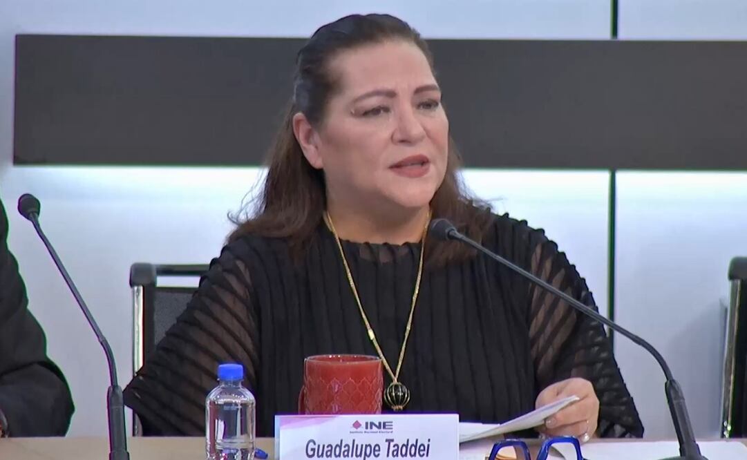 La Consejera Presidenta del INE, Guadalupe Taddei, en reunión con partidos políticos locales este lunes 13 de octubre de 2025. Foto: Especial