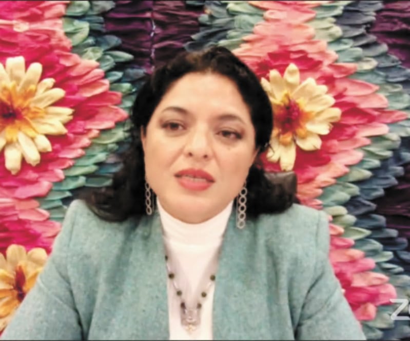 La titular de la Secretaría de Cultura, Alejandra Frausto, durante su tercer encuentro virtual con los medios de comunicación. FACEBOOK SC
