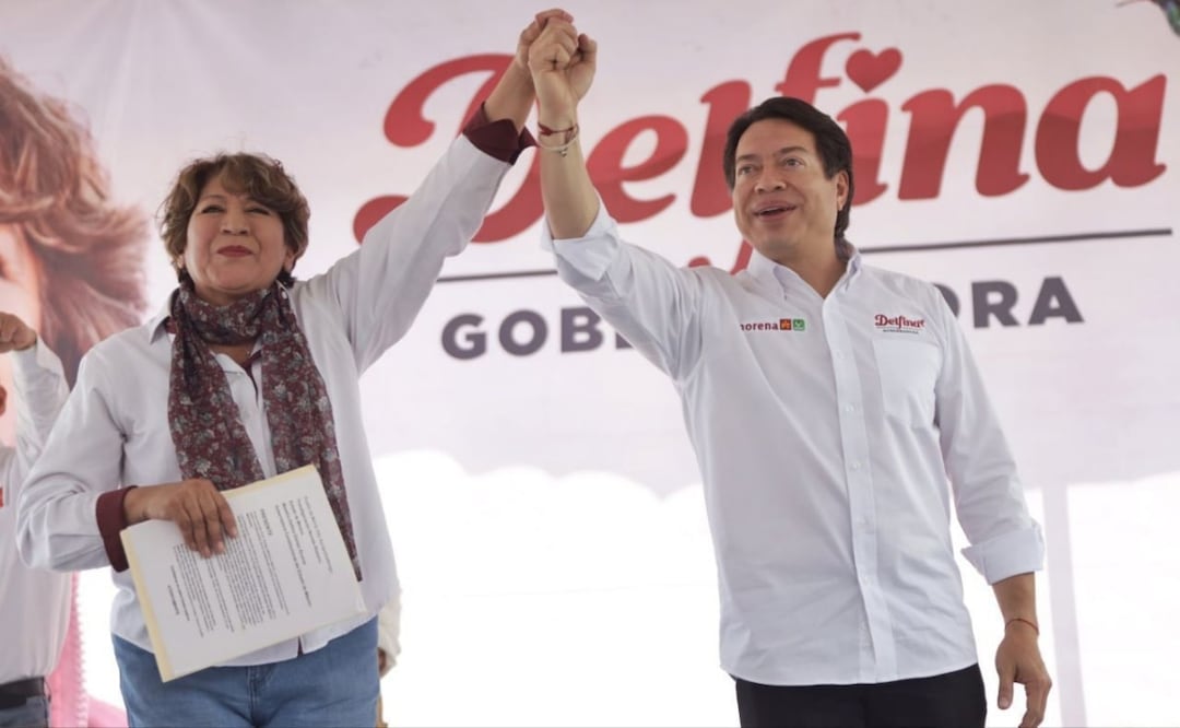 Mario Delgado y Delfina Gómez. Foto: Especial