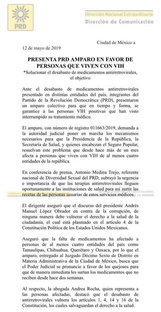 Va PRD por amparo en pro de VIH positivos