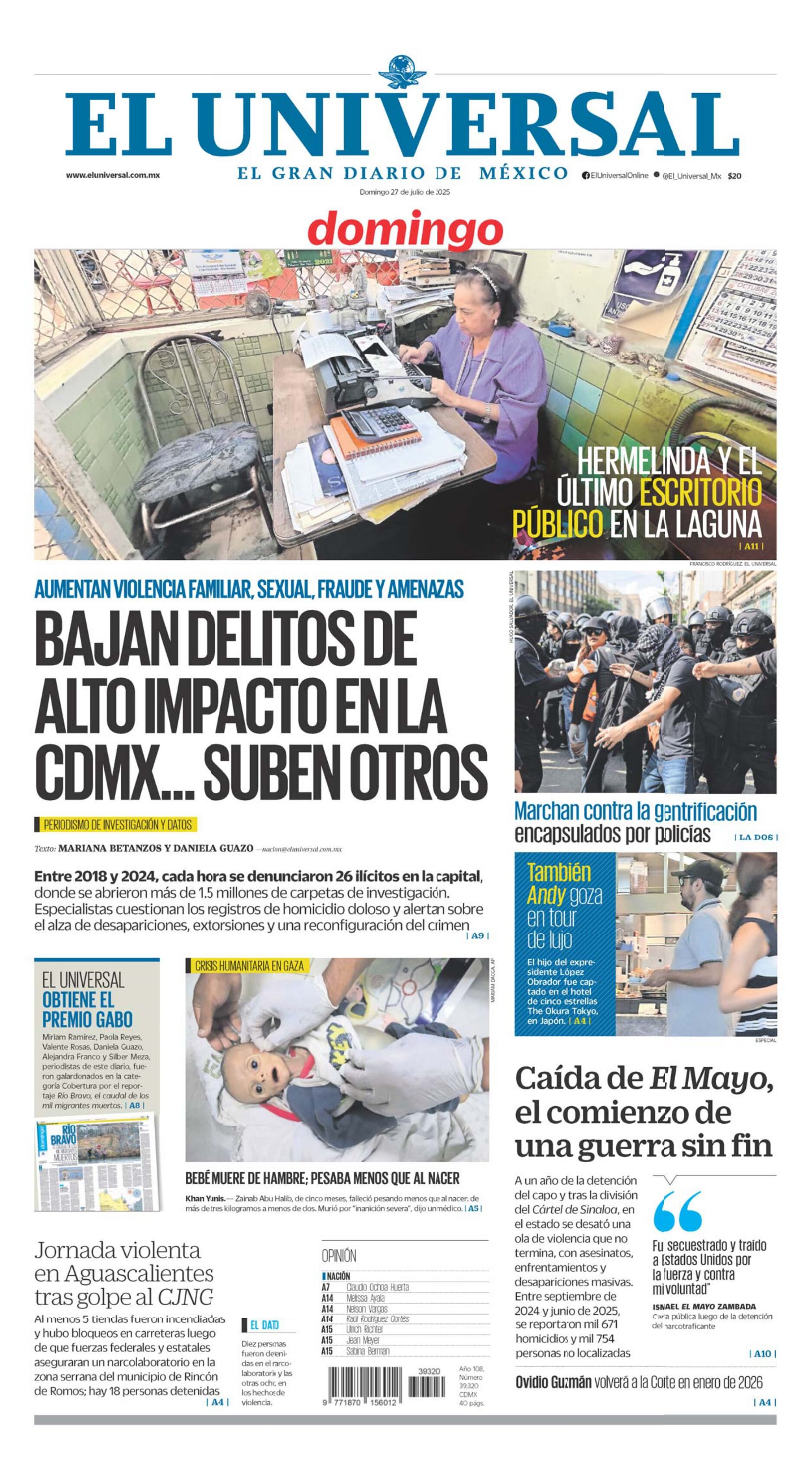 Portada impresa del 27 de julio de 2025