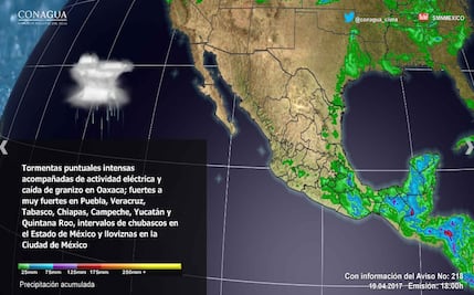 Prevén tormentas intensas en Oaxaca y fuertes en 7 estados