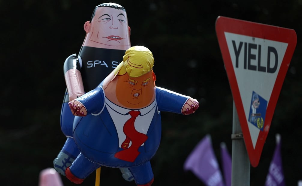 Protestas por la visita de Trump a Dublín, Irlanda, el 12 de septiembre de 2026. Foto: Neil Hall/EFE