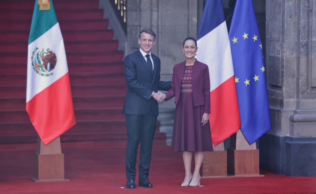 La presidenta, Claudia Sheinbaum Pardo encabezó la Ceremonia Oficial de Bienvenida al Presidente de Francia, Emmanuel Macron, en el Patio de Honor de Palacio Nacional. Foto : Fernanda Rojas / EL UNIVERSAL