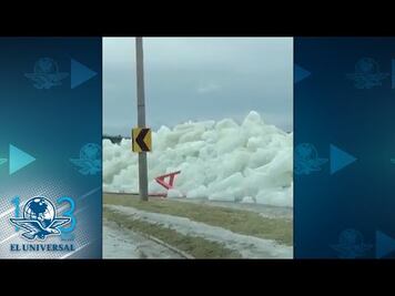 Tsunami de hielo afecta carretera en EU