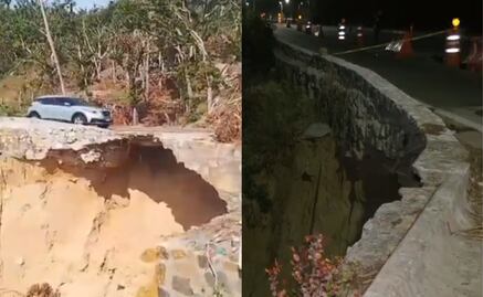 VIDEO: Derrumbe y socavón en avenida Escénica de Acapulco ponen en riesgo a automovilistas