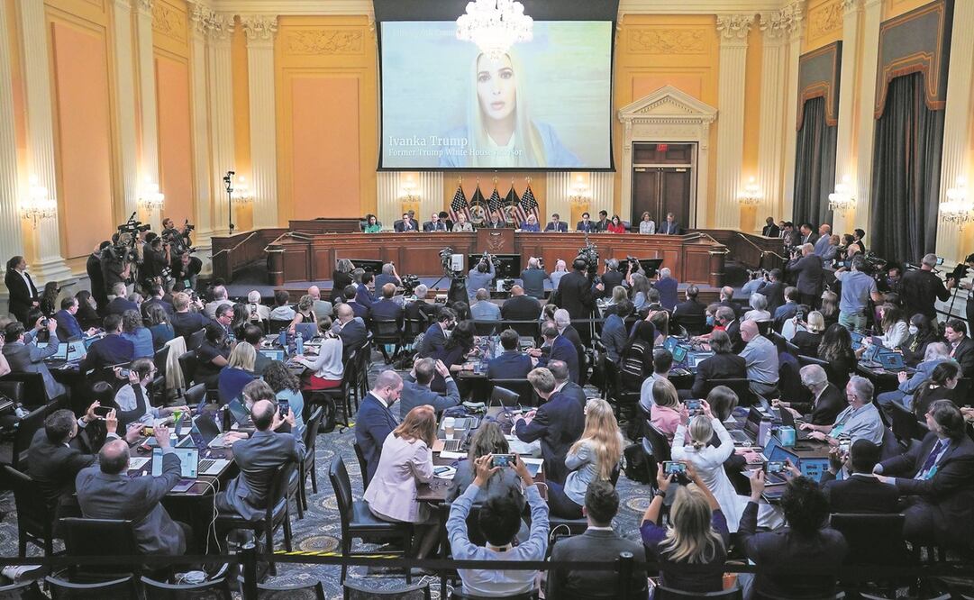 Durante la audiencia de ayer sobre el asalto al Capitolio se mostró una imagen de Ivanka, la hija del exmandatario Donald Trump. Foto: AP