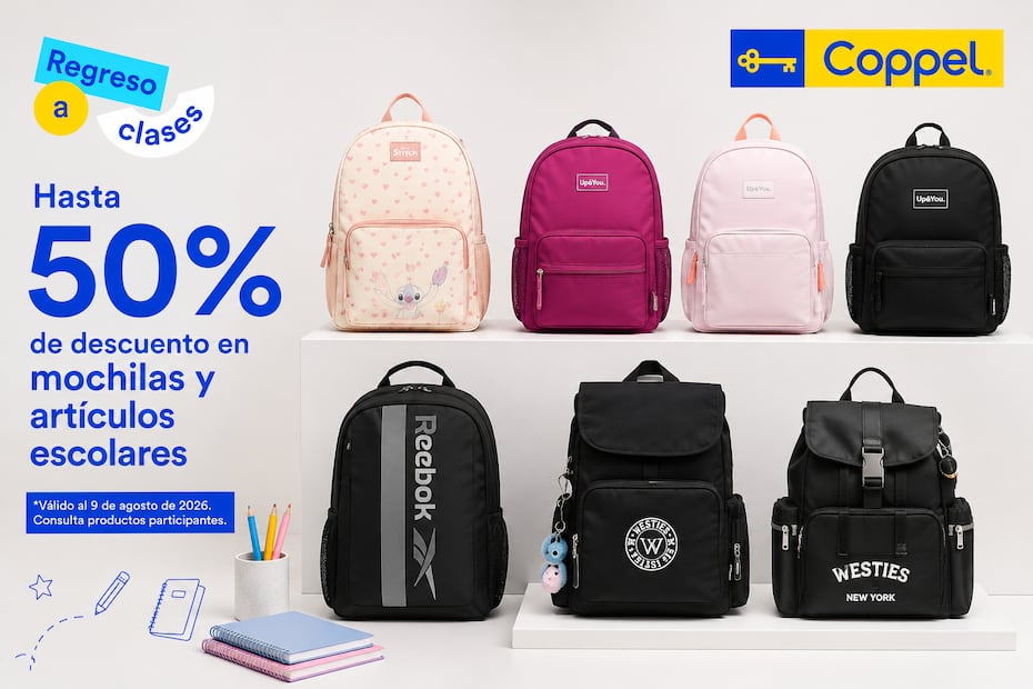 Mochilas en Coppel. Foto: Generada con IA