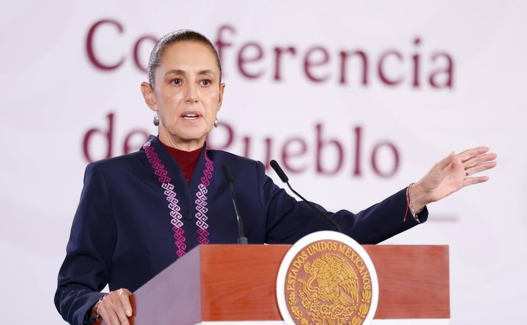 La presidenta Claudia Sheinbaum en la “Mañanera del Pueblo” del 11 de agosto de 2026 en Palacio Nacional. Foto: Diego Simón Sánchez/ EL UNIVERSAL