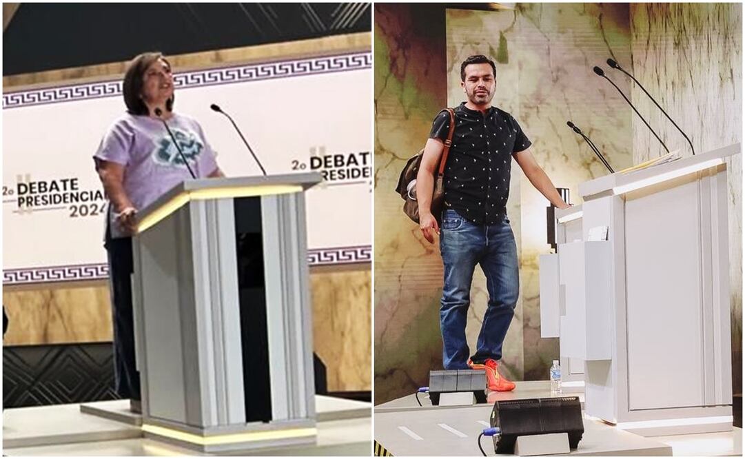 Xóchitl Gálvez y Jorge Álvarez Máynez acuden al ensayo del segundo debate presidencial. Foto: Especial