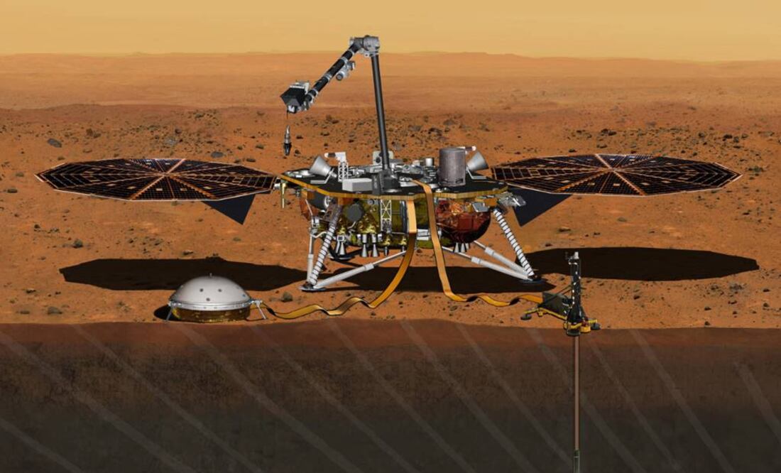 El explorador InSight Mars mientras estudia el subsuelo de Marte. Foto: NASA/JPL-Caltech vía AP