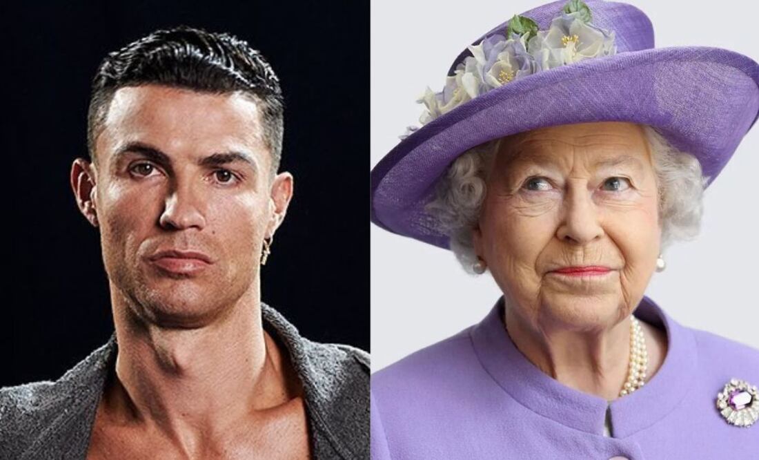 Cristiano Ronaldo y la reina Isabel II. Fuente: Instagram @cristiano y @adg_andreadiazgonzalez