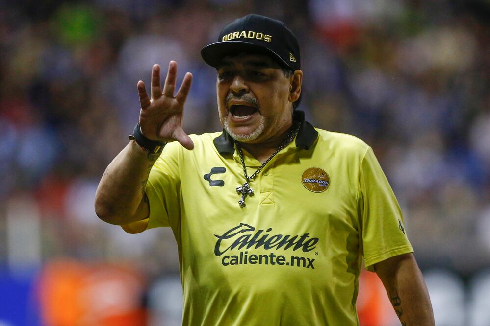 Imago7. Maradona durante un partido de Dorados en el Apertura 2018