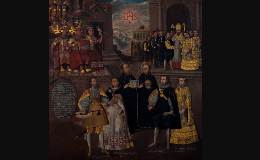"Matrimonios de Martín de Loyola con Beatriz Ñusta y de Juan de Borja con Lorenza Ñusta de Loyola". Anónimo cuzqueño. Museo Pedro de Osma. Fundación Pedro y Angélica de Osma Gildemeister