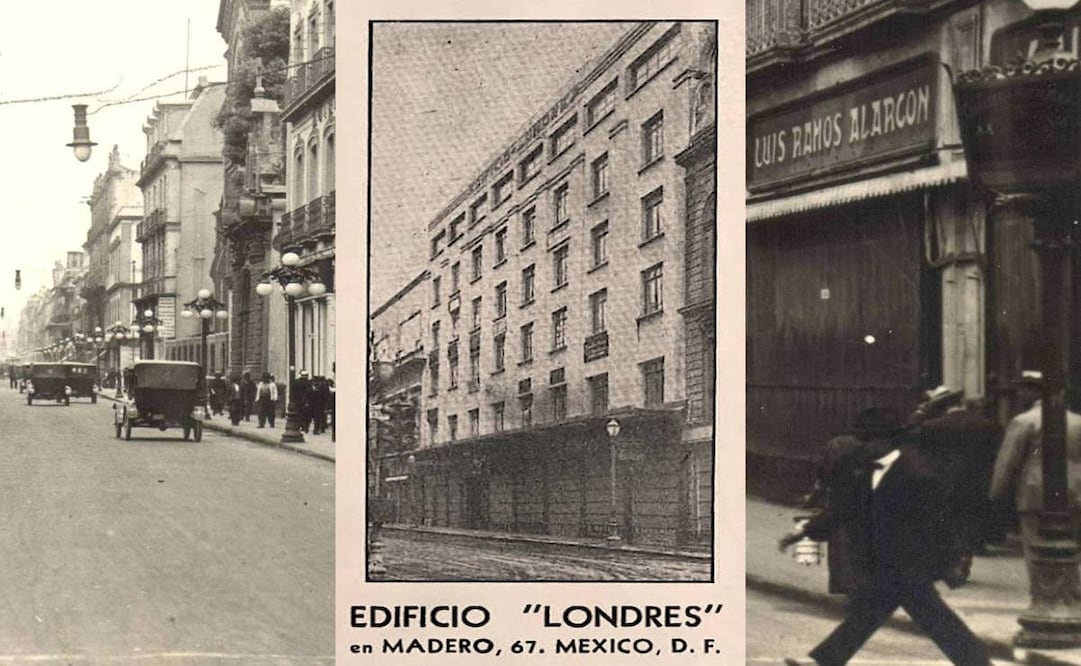 El número 67 de la avenida Francisco I. Madero en la colonia Centro albergó un edificio multiusos que en los años 30 era una novedad por la oportunidad de visitar distintos comercios o despachos en un mismo sitio. Hemeroteca EL UNIVERSAL/Colección Villasana.
