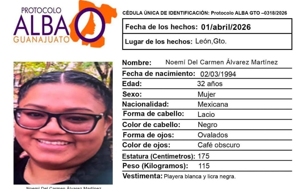 Alerta Alba de Noemí del Carmen Álvarez Martínez. | Foto: Especiales,