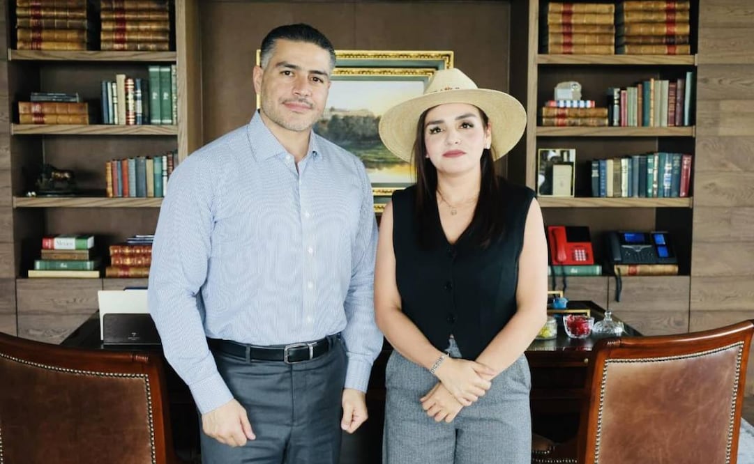 La alcaldesa de Uruapan, Grecia Quiroz, se reunió este martes con el titular de la SSPC, Omar García Harfuch. Foto: Especial