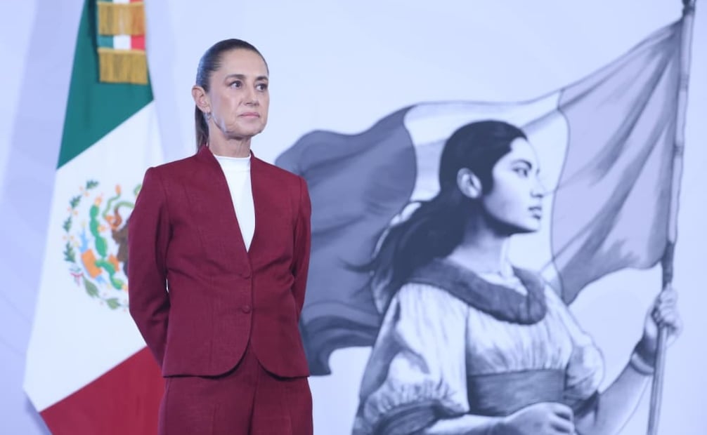 La presidenta Claudia Sheinbaum en la “Mañanera del Pueblo” del 4 de agosto de 2026 en Palacio Nacional. Foto: Luis Camacho/ EL UNIVERSAL