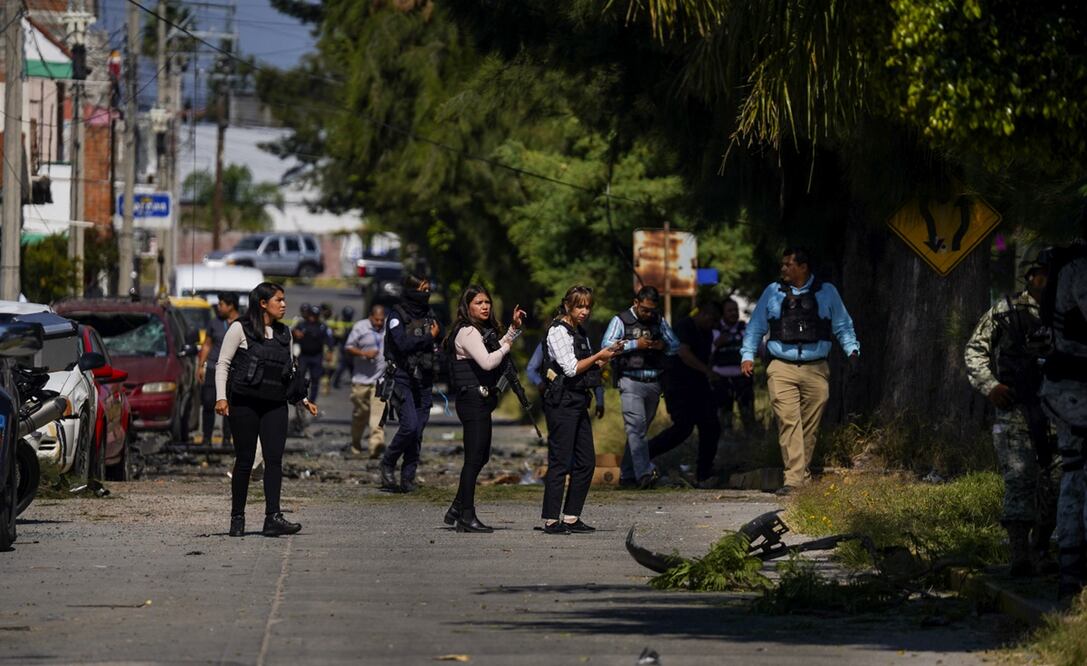 Acámbaro, Guanajuato, tras la explosión de un coche bomba frente a la Dirección de Seguridad. Foto: AFP