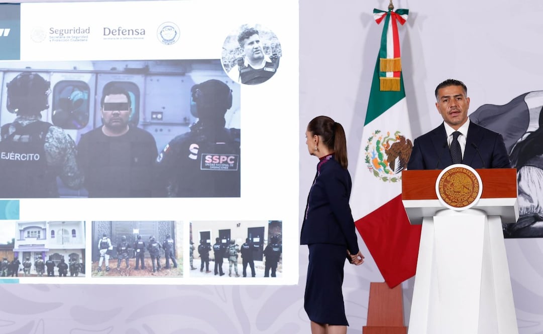 Omar García Harfuch en la “Mañanera del Pueblo” del 11 de agosto de 2026 en Palacio Nacional. Foto: Diego Simón Sánchez/ EL UNIVERSAL