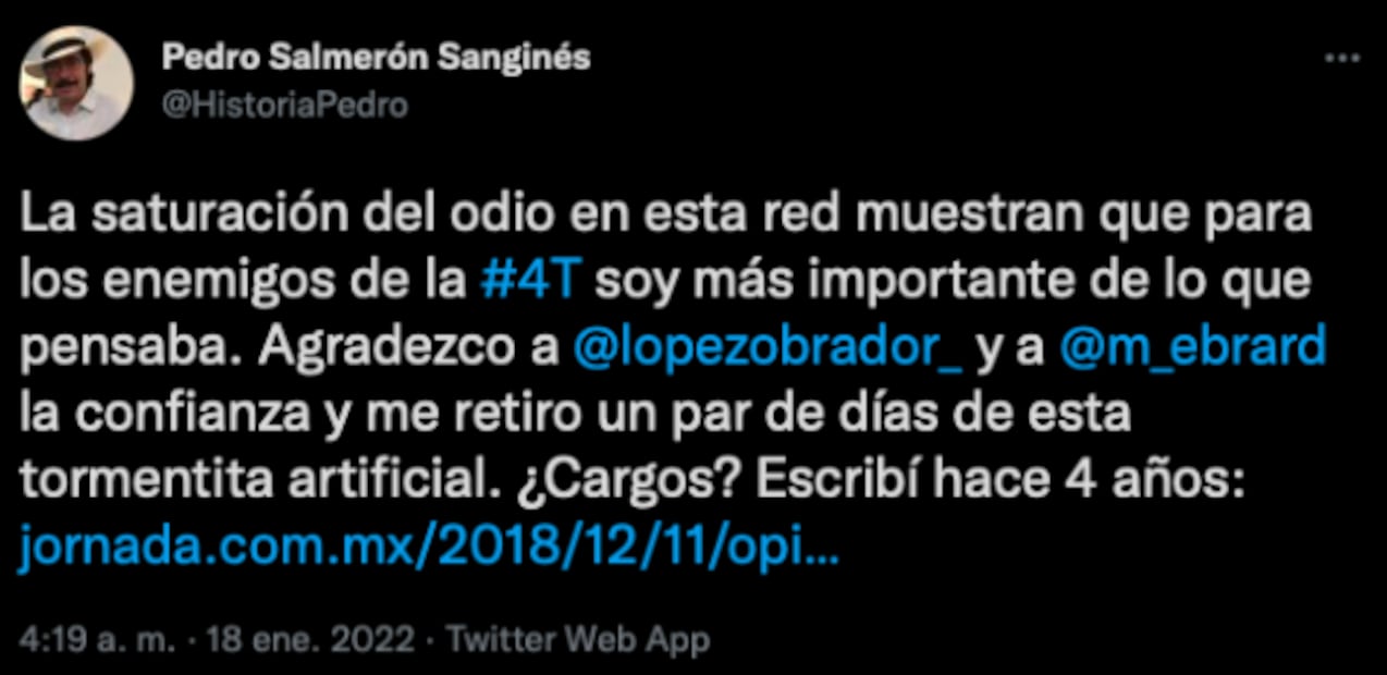 Pedro Salmerón responde a sus críticos: "es una tormentita artificial"