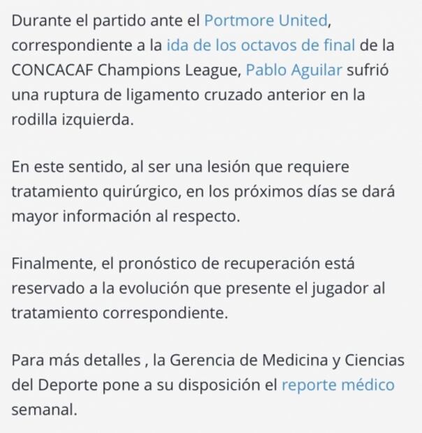 Cruz Azul pierde a Pablo Aguilar por rotura de ligamentos