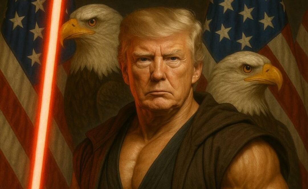 Imagen realizada con Inteligencia Artificial, que muestra a Trump como un Sith. Foto: X @CasaBlanca