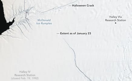 Prevén desprendimiento de iceberg más grande que NY en la Antártida
