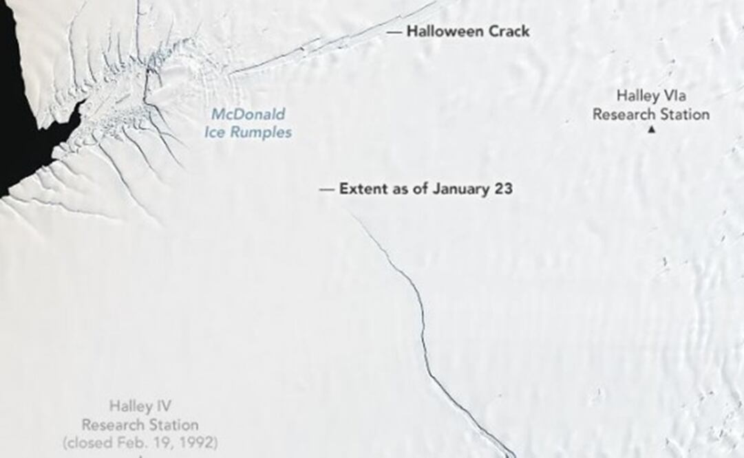 La NASA apuntó que las crecientes grietas preocupan a las personas que trabajan en la plataforma (Foto: NASA)