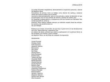 "Grave error, declaraciones de Berman", afirman actrices