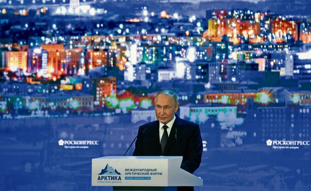 El presidente ruso, Vladimir Putin, ayer en el foro Ártico, territorio de diálogo, en Murmansk. (28/03/2025) Foto: Olga Maltseva | AFP
