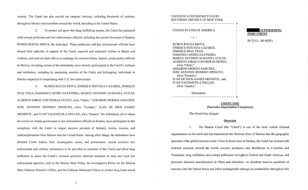 Las autoridades de EU afirmaron que los acusados han desempeñado un papel
fundamental para ayudar al Cártel de
Sinaloa, que EU clasificó como organización terrorista extranjera.