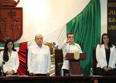 Atestigua AMLO toma de protesta de Rutilio Escandón en Chiapas