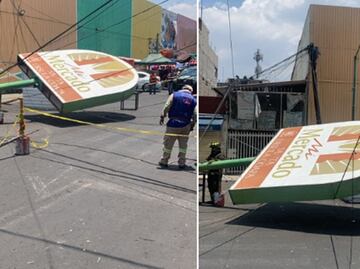 Mujer resulta herida tras caerle anuncio de mercado de Santa Úrsula, en Coyoacán