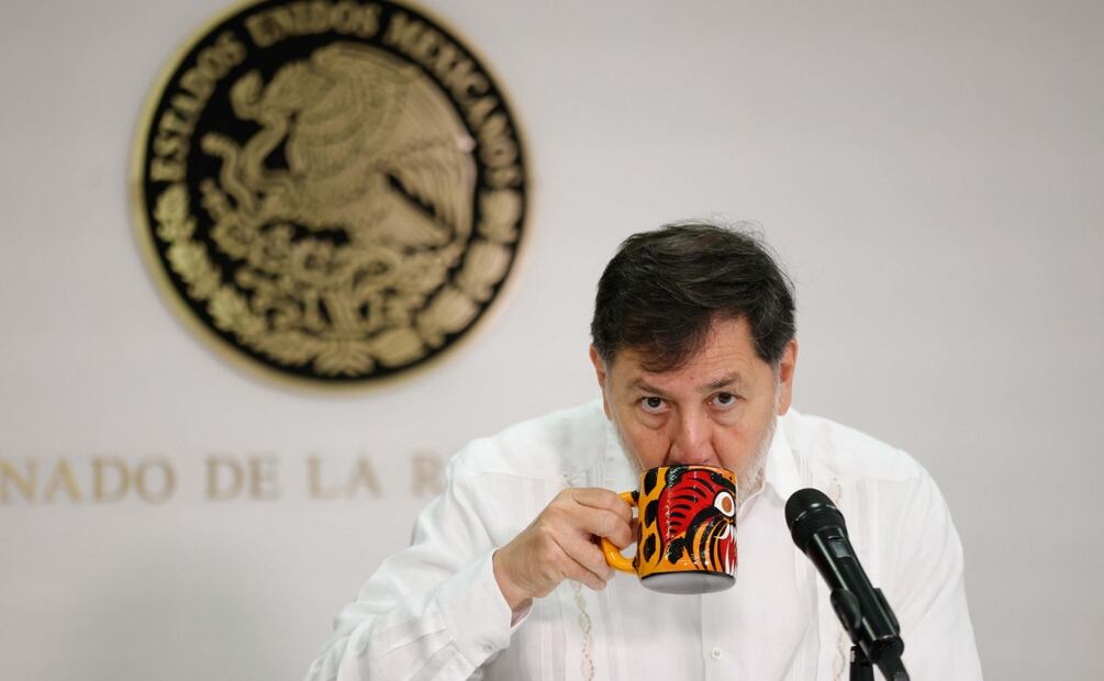 Gerardo Fernández Noroña, expresidente del Senado durante conferencia para hablar sobre la licencia que pidió para viajar a Palestina (21/10/2025). Foto: Diego Simón Sánchez / EL UNIVERSAL