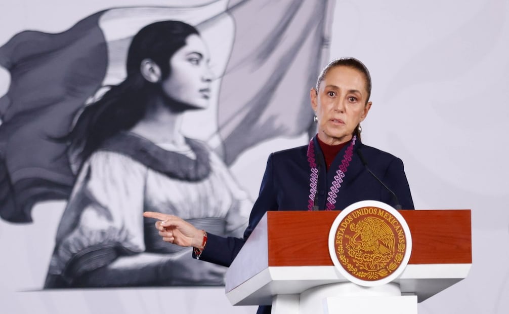 La presidenta Claudia Sheinbaum en la “Mañanera del Pueblo” del 11 de agosto de 2026 en Palacio Nacional. Foto: Diego Simón Sánchez/ EL UNIVERSAL