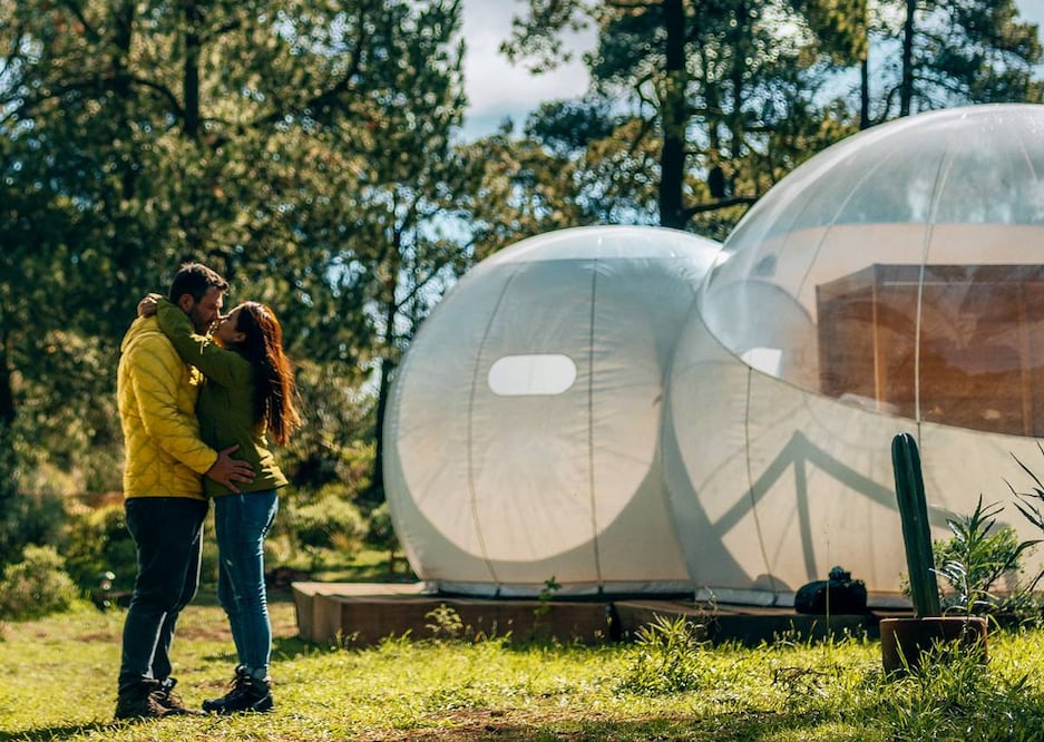 Este hotel burbuja es uno de los lugares más románticos que encontrarás en CDMX. Foto: Alpino Bubble Glamping