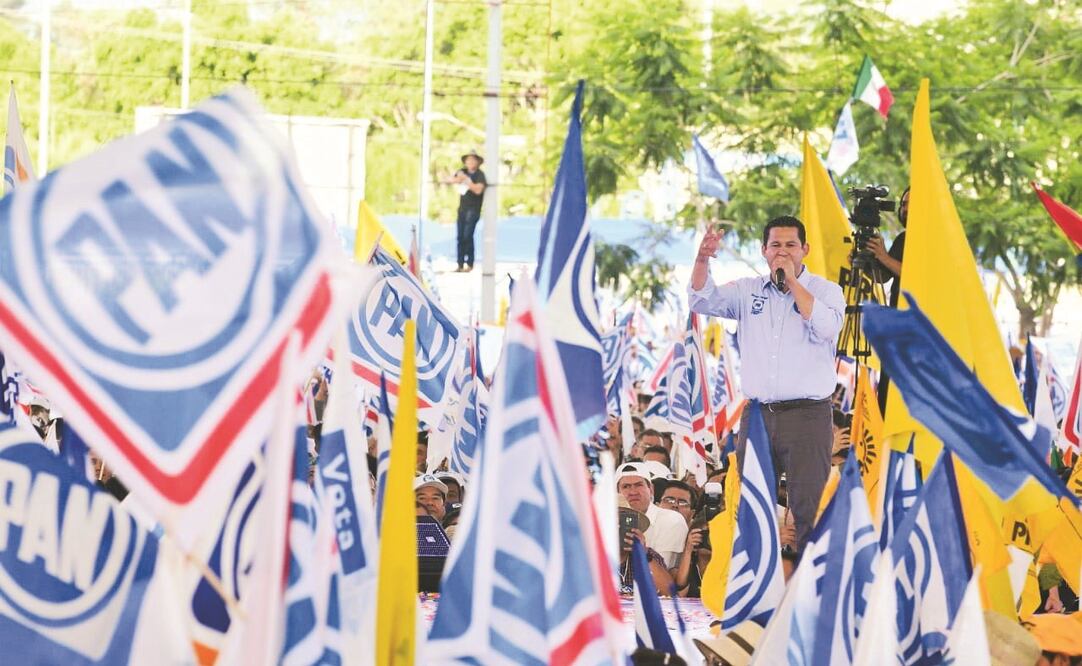 Asegura victoria. “¡Este arroz ya se coció!”, afirmó Diego Sinhué en la velaria de la Feria de León. (CORTESÍA)