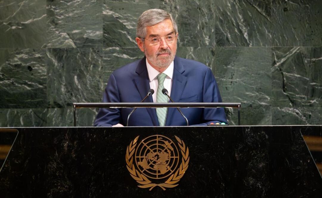 Canciller Juan Ramón de la Fuente ante la Asamblea General de las Naciones Unidas este jueves 25 de septiembre de 2025. Foto: Especial