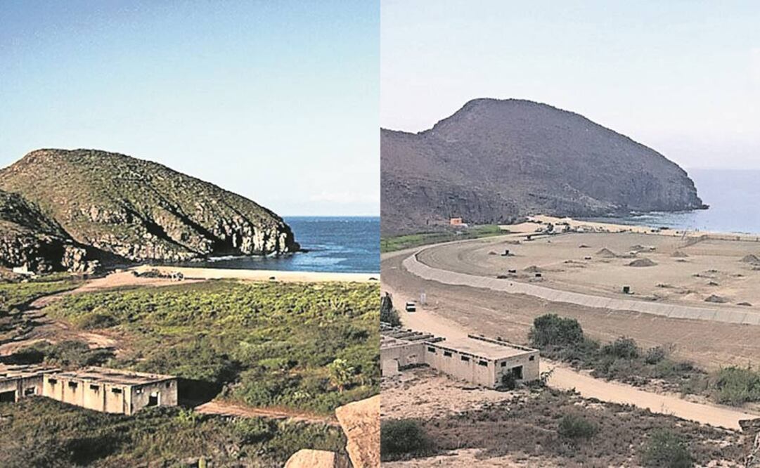 Vista panorámica de Punta Lobos, antes y después de iniciada la construcción del hotel boutique San Cristóbal, en la zona conocida por ser inspiración de la canción Hotel California (FOTOS: RICARDO MADRAZO)