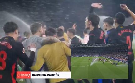VIDEO: Espanyol encendió aspersores para evitar celebración del título del Barcelona; igual festejaron