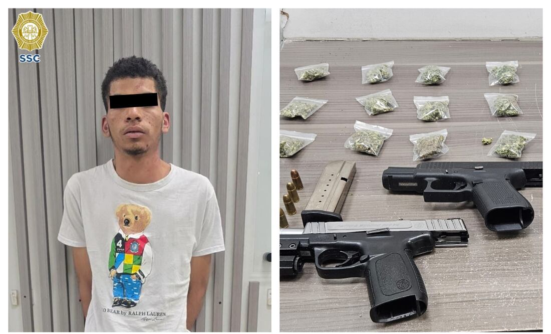 Detenidos un hombre y una mujer por posible vínculo con asesinato en la comuna 420 de Paseo de la Reforma; les hallaron armas y drogas. Foto: Especial