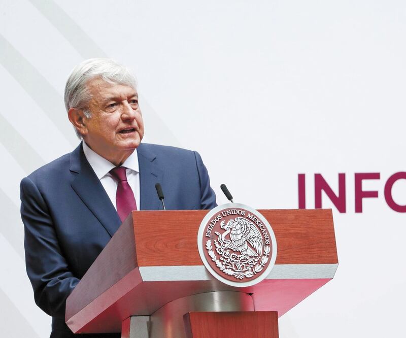 En Palacio Nacional, el presidente Andrés Manuel López Obrador presentó el primer informe trimestral de su segundo año de gobierno. Foto: DIEGO SIMÓN. EL UNIVERSAL