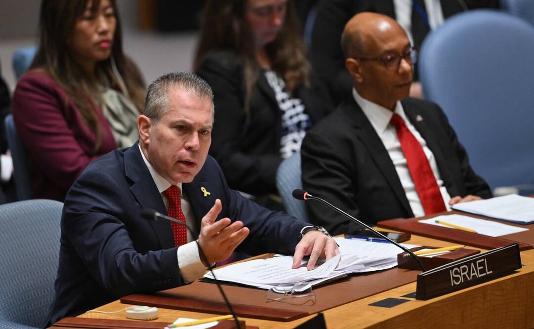 El embajador de Israel ante la ONU, Gilad Erdan, habla durante una reunión del Consejo de Seguridad de las Naciones Unidas sobre la situación en Medio Oriente. Foto:AFP