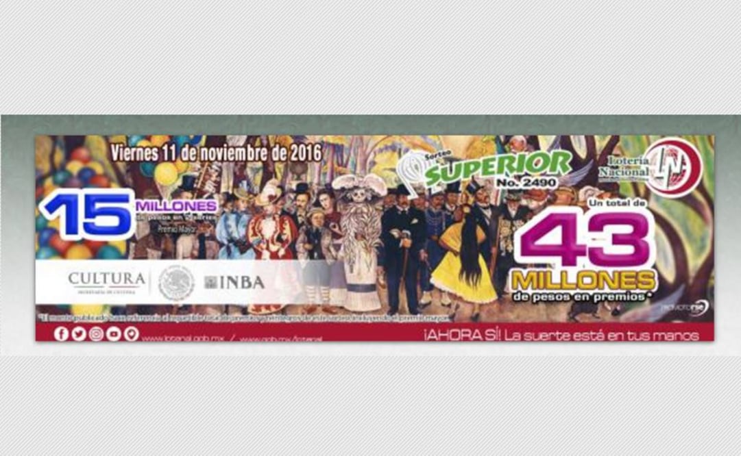 El billete celebra el 130 aniversario del nacimiento del muralista mexicano. FOTO: lotenal.gob.mx