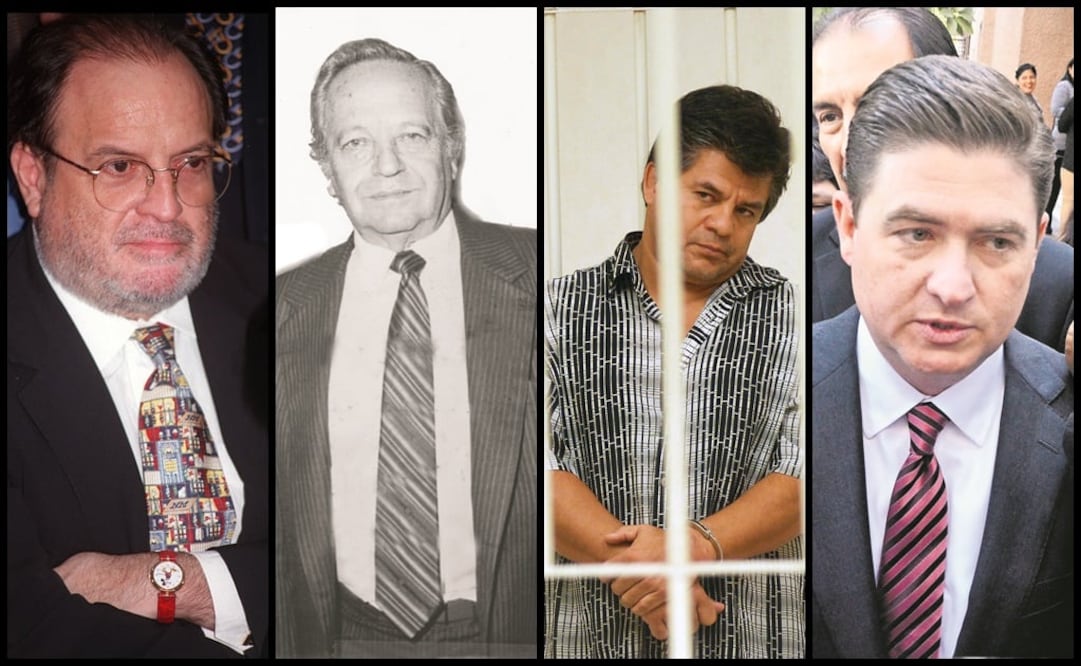 (de izq. a der.) El banquero Jorge Lankenau Rocha; Miguel Nazar Haro, exdirector de la Dirección Federal de Seguridad; Andrés Puentes, exesposo de la cantante Tatiana; y el exgobernador Rodrigo Medina de la Cruz (Fotos: Archivo EL UNIVERSAL)