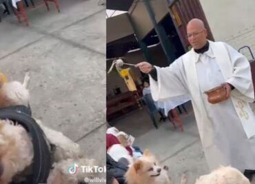 Sacerdote da la bendición a perritos y uno termina en exorcismo