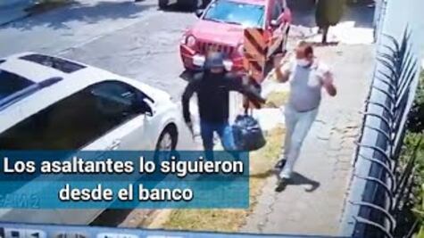 Captan en video asalto a automovilista en Tlalnepantla; lo siguieron desde el banco