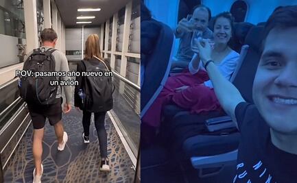 ¡Celebración de altura! Turistas reciben Año Nuevo a bordo de un avión y así festejan